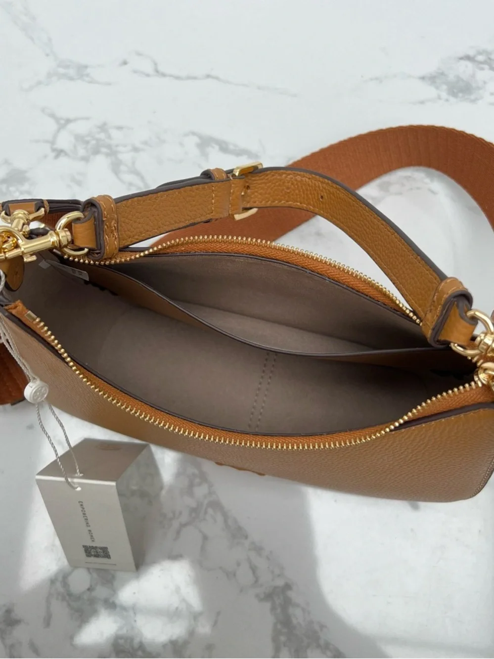 Tory Burch Saddle Shoulder Bag in Cognac